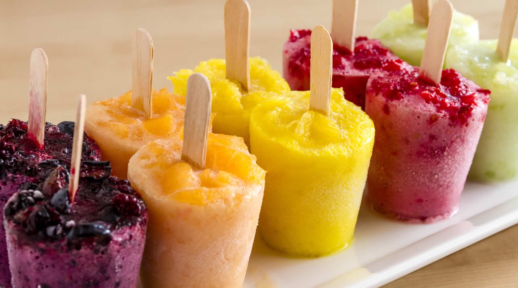 Close Up Of Homemade Colourful Ice Lollies